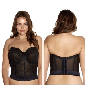 Goddess Women's 38D Bustier black Bra Underwire Lace bridal NWOT GD0689 BLK